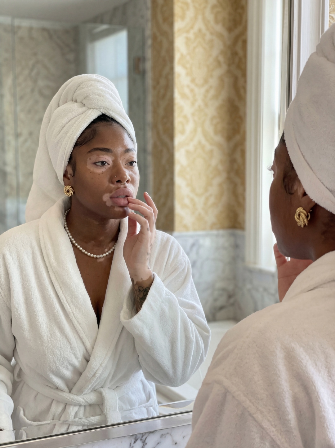 Payton in her morning ritual